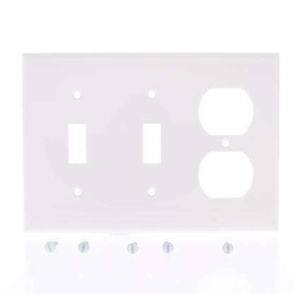 Mulberry White UNBREAKABLE 3-Gang Toggle Switch Cover Duplex Outlet Wallplate