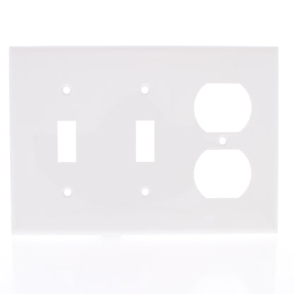 Mulberry White UNBREAKABLE 3-Gang Toggle Switch Cover Duplex Outlet Wallplate