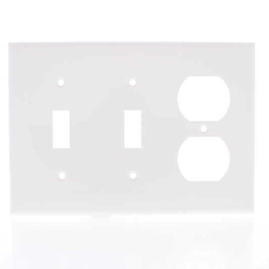 Mulberry White UNBREAKABLE 3-Gang Toggle Switch Cover Duplex Outlet Wallplate