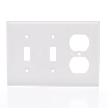 Mulberry White UNBREAKABLE 3-Gang Toggle Switch Cover Duplex Outlet Wallplate