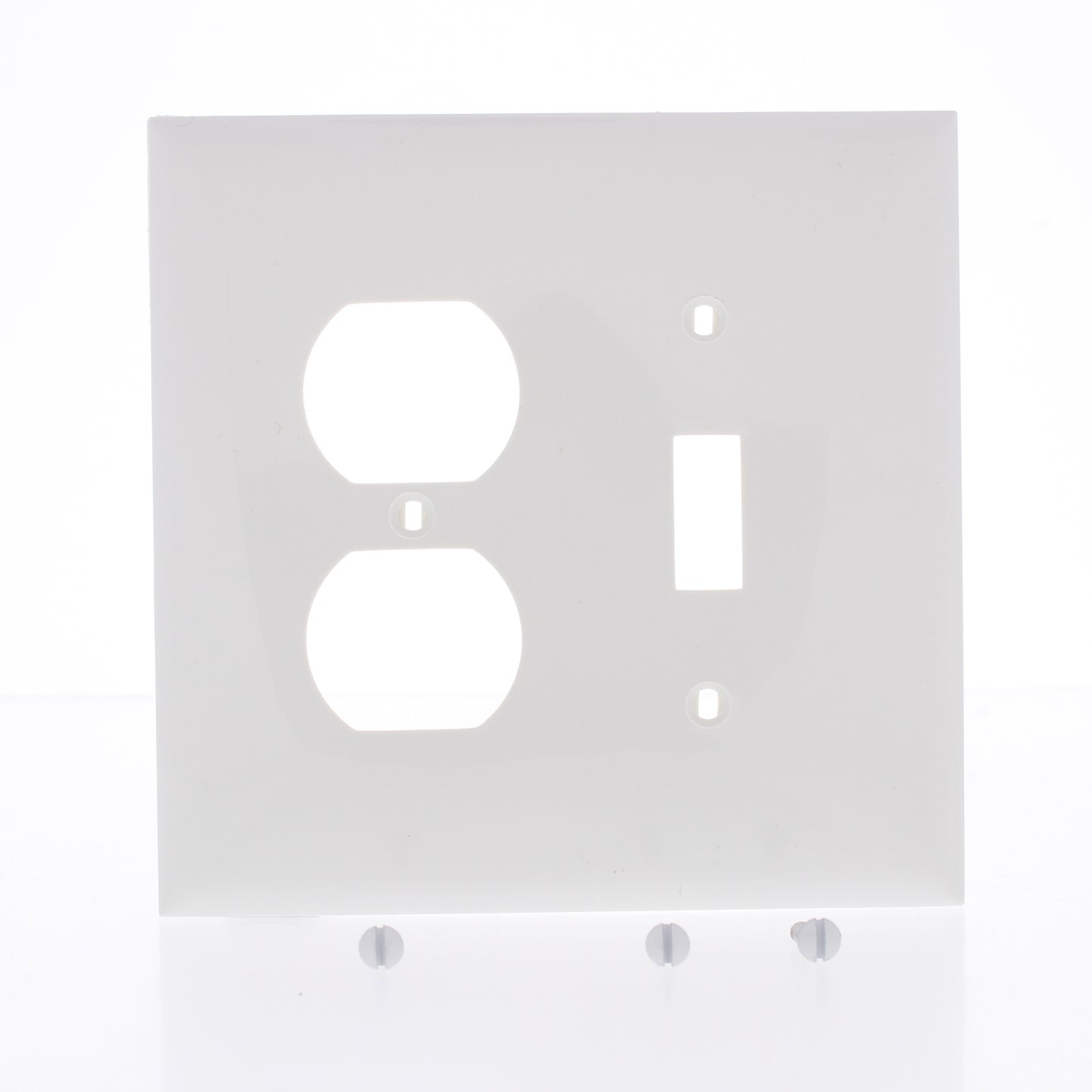 Mulberry 732832 White 2-Gang Midi Toggle Switch Duplex Outlet Nylon Wallplate