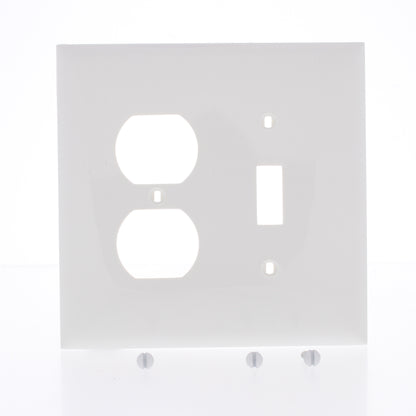 Mulberry 732832 White 2-Gang Midi Toggle Switch Duplex Outlet Nylon Wallplate