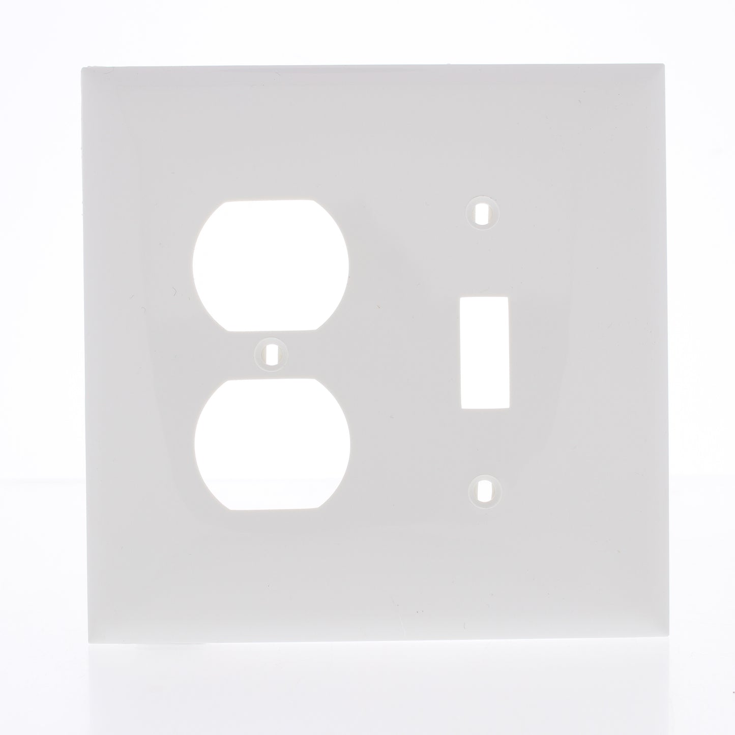 Mulberry 732832 White 2-Gang Midi Toggle Switch Duplex Outlet Nylon Wallplate
