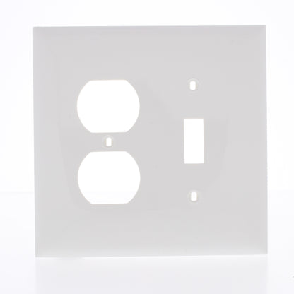 Mulberry 732832 White 2-Gang Midi Toggle Switch Duplex Outlet Nylon Wallplate