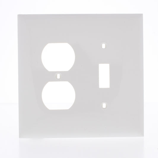 Mulberry 732832 White 2-Gang Midi Toggle Switch Duplex Outlet Nylon Wallplate