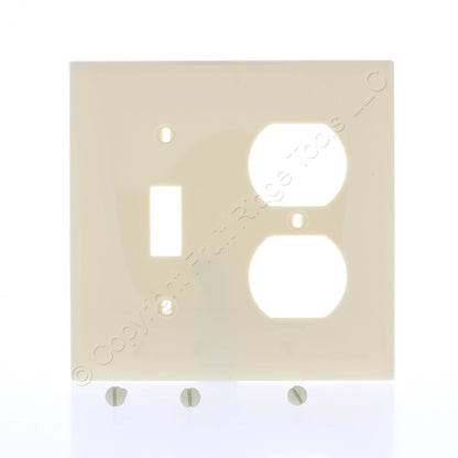 Mulberry 734832 Ivory 2-Gang Duplex Toggle Switch Unbreakable Midi Wallplate