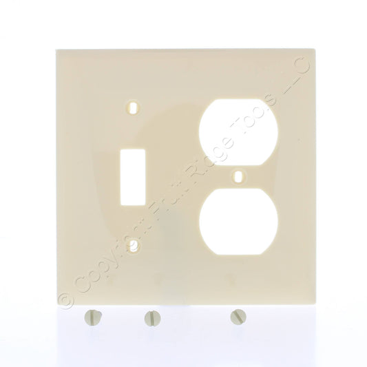 Mulberry 734832 Ivory 2-Gang Duplex Toggle Switch Unbreakable Midi Wallplate