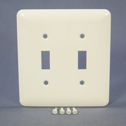 Mulberry Princess White 2-Gang Metal Toggle Switch Cover Wallplate Switchplate