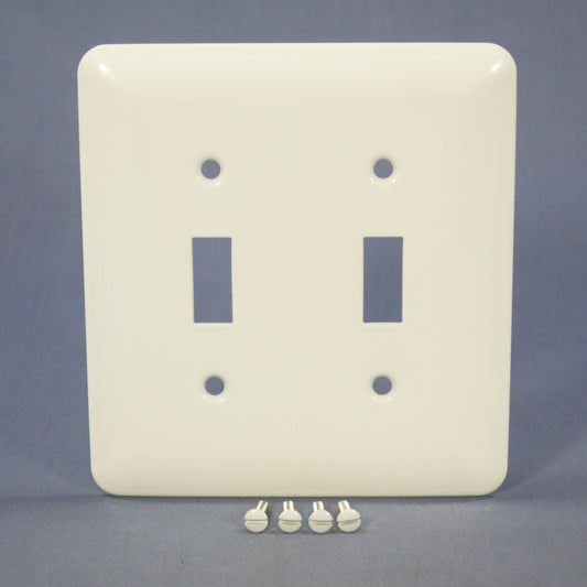 Mulberry Princess White 2-Gang Metal Toggle Switch Cover Wallplate Switchplate