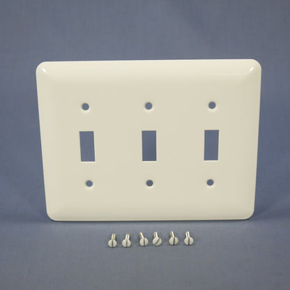 Mulberry Princess White 3-Gang Metal Toggle Switch Cover Wallplate Switchplate