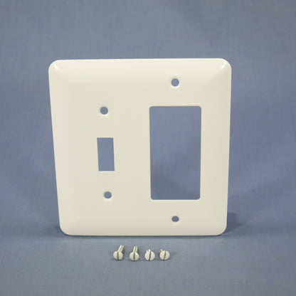 Mulberry 76432 White 2-Gang Toggle Decorator Metal Princess Oversize Wallplate