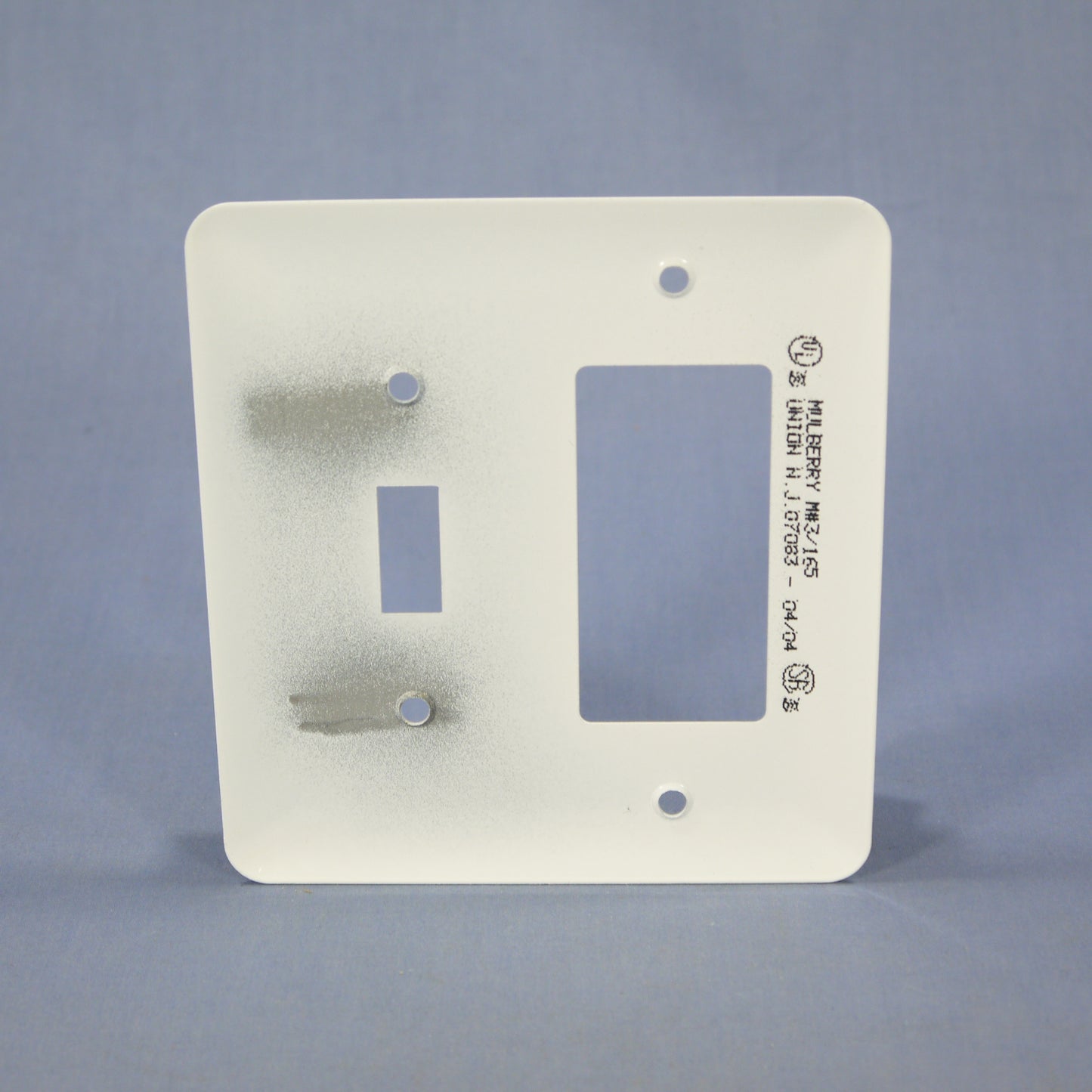 Mulberry 76432 White 2-Gang Toggle Decorator Metal Princess Oversize Wallplate