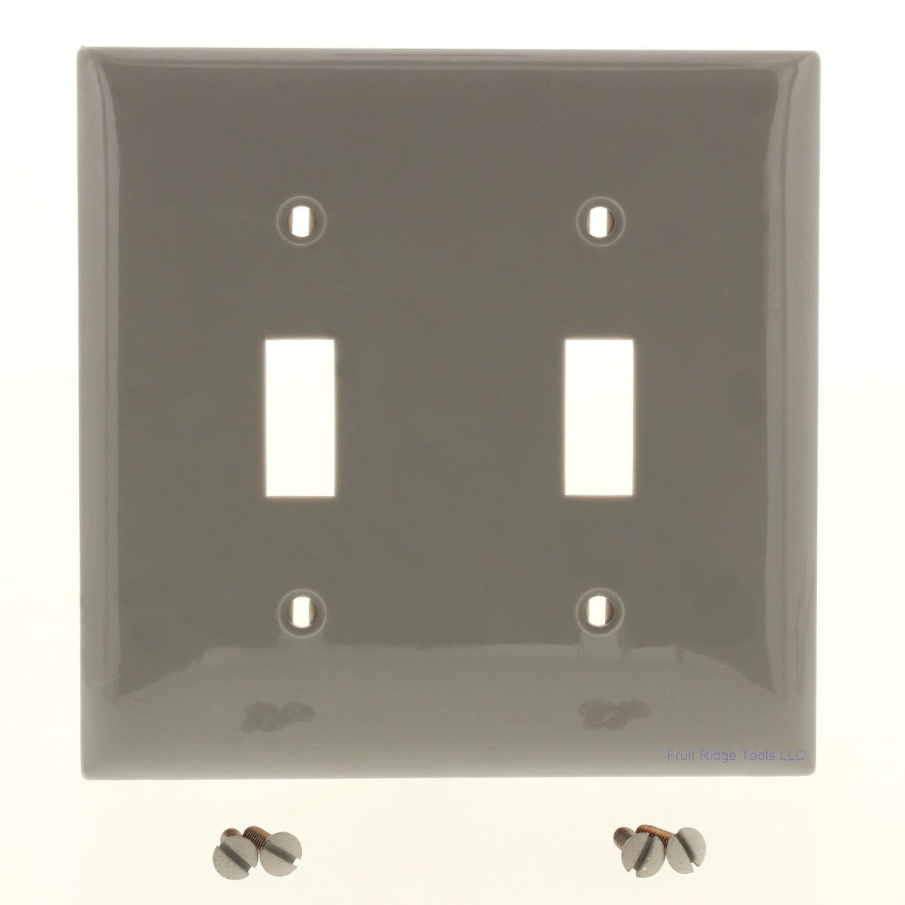 Mulberry 77072G Gray 2-Gang Toggle Switch Cover Nylon Wallplate Standard Size