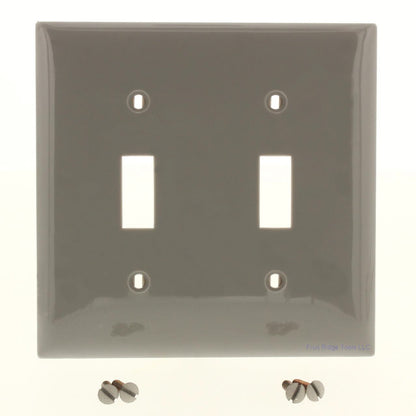 Mulberry 77072G Gray 2-Gang Toggle Switch Cover Nylon Wallplate Standard Size