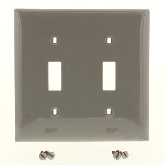 Mulberry 77072G Gray 2-Gang Toggle Switch Cover Nylon Wallplate Standard Size