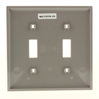 Mulberry 77072G Gray 2-Gang Toggle Switch Cover Nylon Wallplate Standard Size