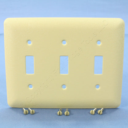 Mulberry 79073 Wrinkle Ivory 3-Gang Toggle Metal Princess Oversize Wallplate