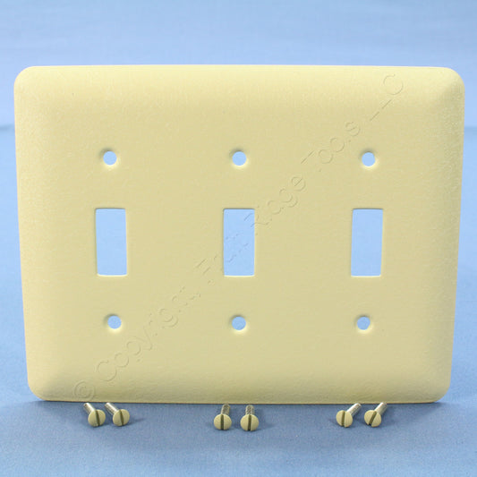 Mulberry 79073 Wrinkle Ivory 3-Gang Toggle Metal Princess Oversize Wallplate