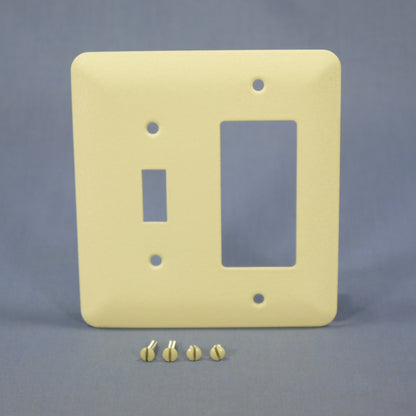 Mulberry 79432 Wrinkle Ivory 2-Gang Toggle GFI Metal Princess Oversize Wallplate