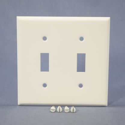 Mulberry 86072 White 2-Gang Toggle Switch Metal Princess Oversize Wallplate