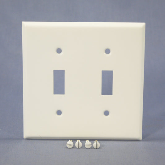 Mulberry 86072 White 2-Gang Toggle Switch Metal Princess Oversize Wallplate