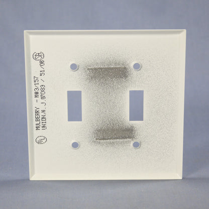 Mulberry 86072 White 2-Gang Toggle Switch Metal Princess Oversize Wallplate