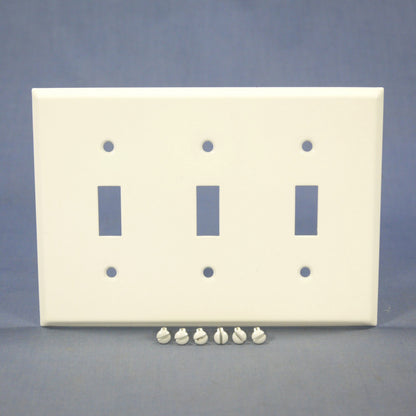 Mulberry 86073 White 3-Gang Toggle Switch Metal Princess Oversize Wallplate