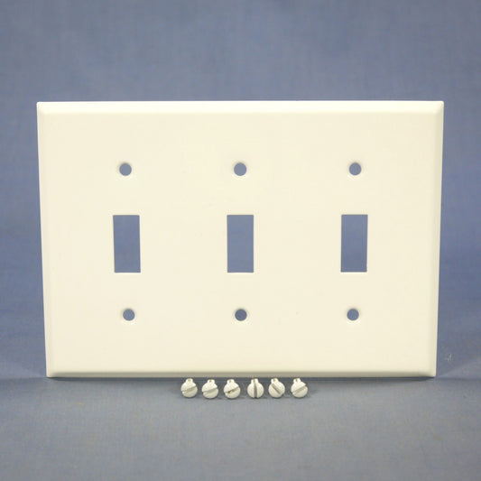Mulberry 86073 White 3-Gang Toggle Switch Metal Princess Oversize Wallplate