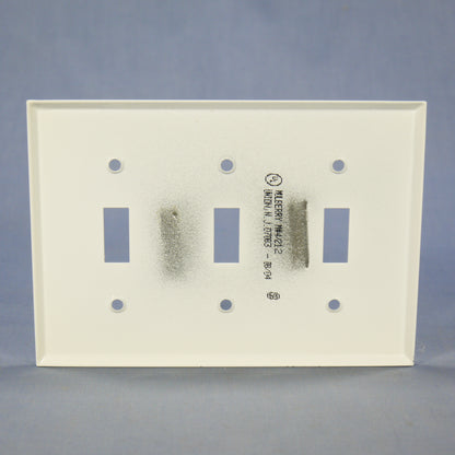 Mulberry 86073 White 3-Gang Toggle Switch Metal Princess Oversize Wallplate