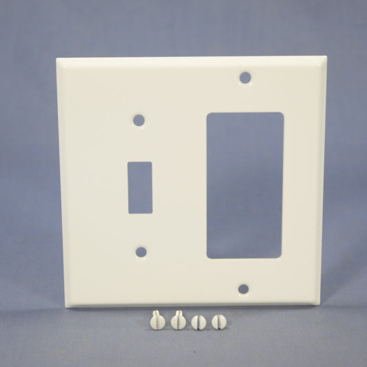 Mulberry 86432 White 2-Gang Toggle Decorator GFCI Metal Standard Wallplate Cover