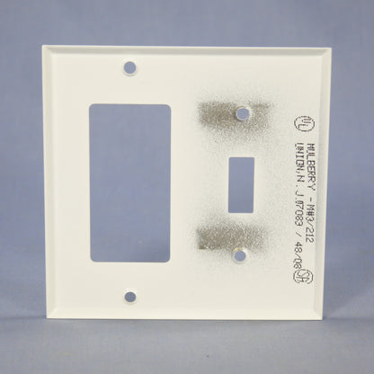 Mulberry 86432 White 2-Gang Toggle Decorator GFCI Metal Standard Wallplate Cover