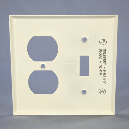 Mulberry Princess 86532 White 2-Gang Toggle Duplex Wallplate Metal Oversize