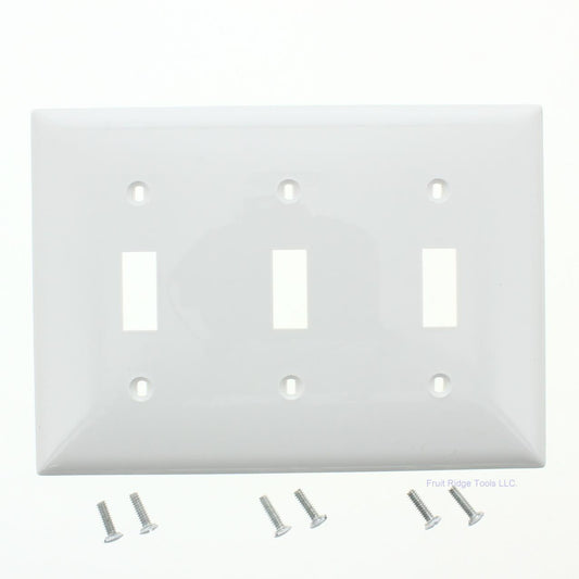 Mulberry 90073 White 3-Gang Thermoplastic Unbreakable Standard Wallplate Cover