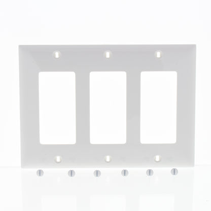 Mulberry 90403 White 3-Gang Thermoplastic Unbreakable Standard Wallplate Cover