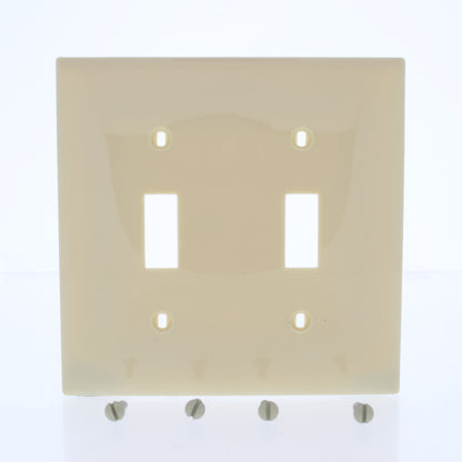Mulberry 92072 Ivory 2-Gang Toggle Switch Unbreakable Standard Wallplates 10pcs