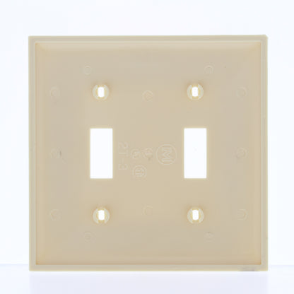 Mulberry 92072 Ivory 2-Gang Toggle Switch Unbreakable Standard Wallplates 10pcs
