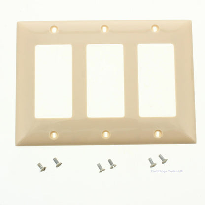 Mulberry 92403 Ivory 3-Gang Thermoplastic Unbreakable Standard Wallplate Cover