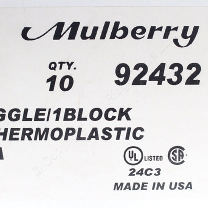Mulberry 92432 Ivory 2-Gang Toggle Decorator Unbreakable Standard Wallplate 10pc