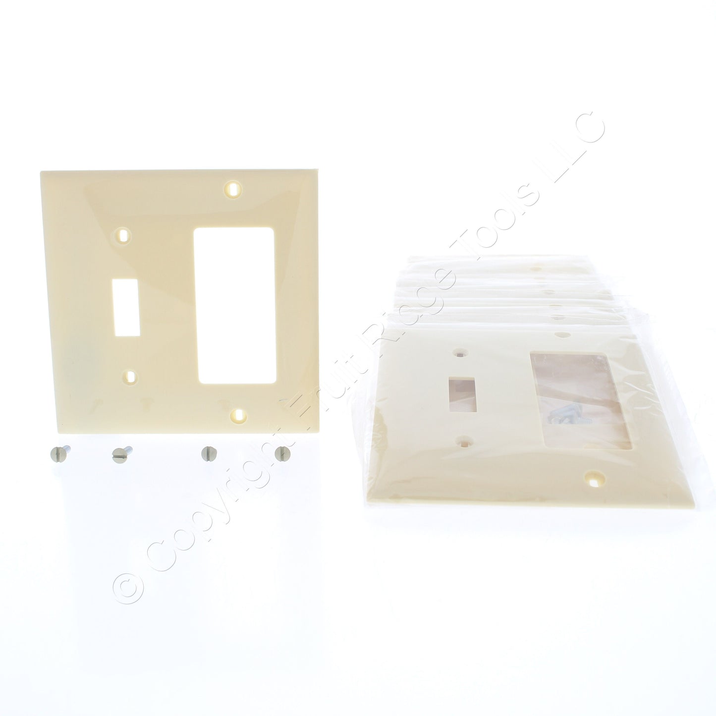 Mulberry 92432 Ivory 2-Gang Toggle Decorator Unbreakable Standard Wallplate 10pc