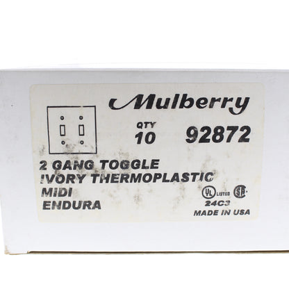 Mulberry 92872 Ivory 2-Gang Thermoplastic Unbreakable Midi Wallplate Cover 10pcs