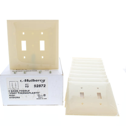 Mulberry 92872 Ivory 2-Gang Thermoplastic Unbreakable Midi Wallplate Cover 10pcs