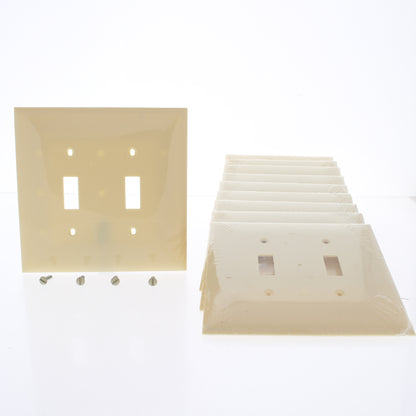Mulberry 92872 Ivory 2-Gang Thermoplastic Unbreakable Midi Wallplate Cover 10pcs