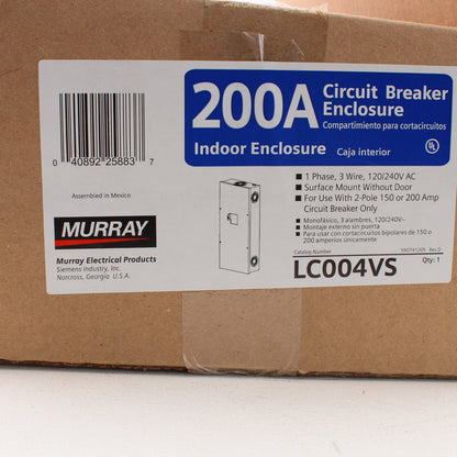 Murray LC004VS 200A 1-Phase Main Lug Load Center 2-Space Indoor Electrical Panel