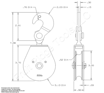 National Hardware N229-005 Zinc Plated Steel 3" Swivel Hook Single Pulley 3223BC