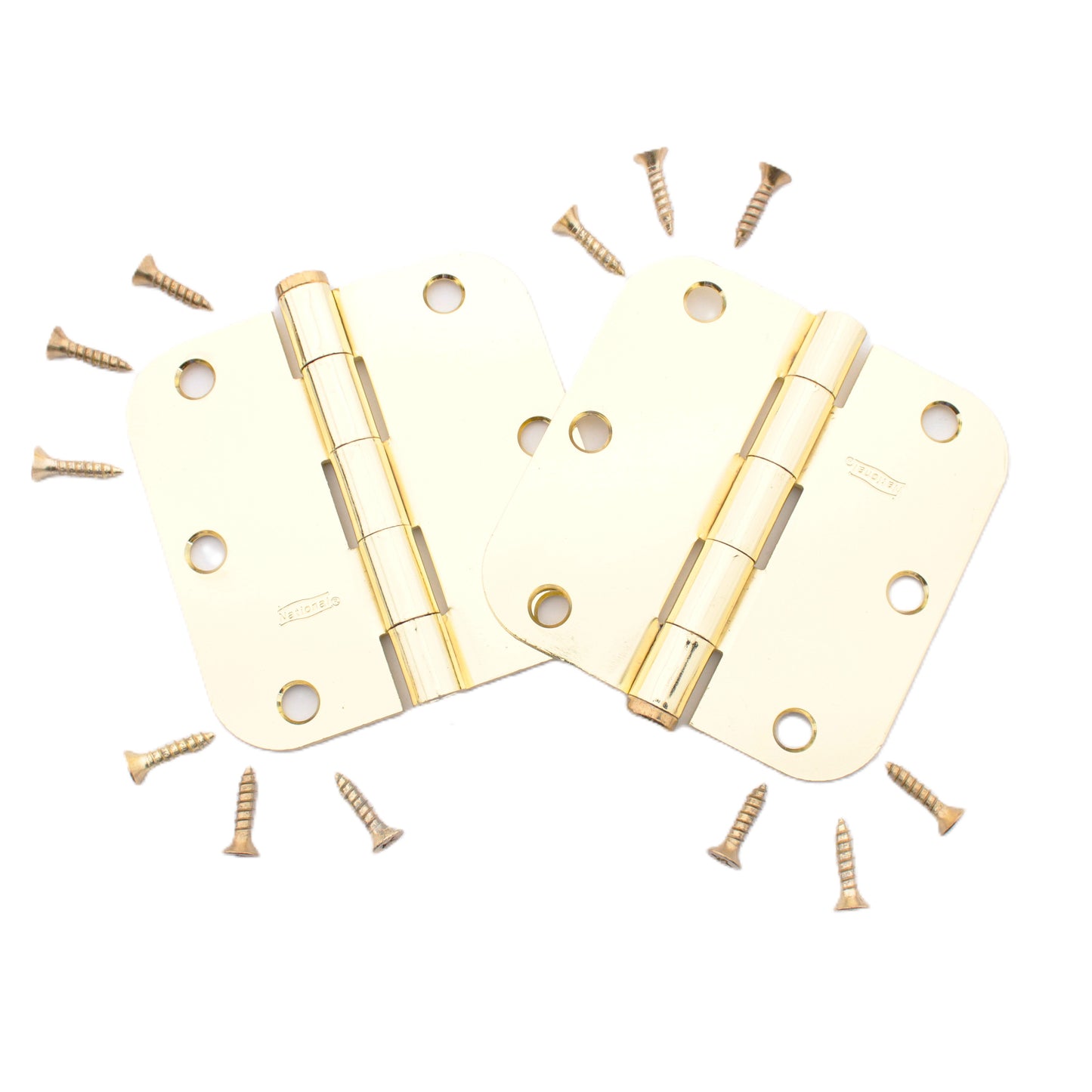 National Hardware N266-247 3.5" Removable Pin Door Hinges Brass Finish Steel 2pc