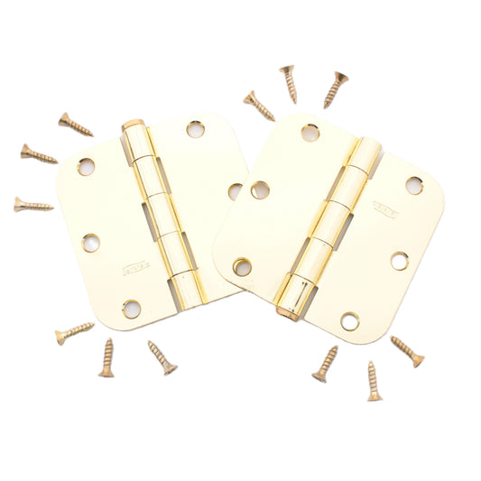National Hardware N266-247 3.5" Removable Pin Door Hinges Brass Finish Steel 2pc