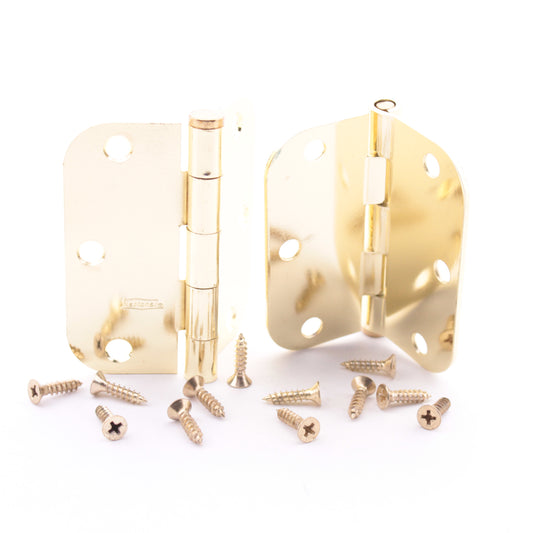 National Hardware N266-247 3.5" Removable Pin Door Hinges Brass Finish Steel 2pc