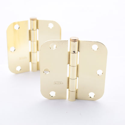 National Hardware N266-247 3.5" Removable Pin Door Hinges Brass Finish Steel 2pc