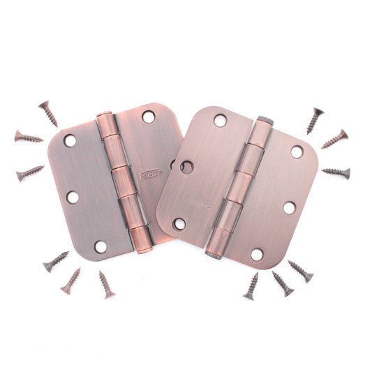 National Hardware  N336-909 Bronze Antique Steel 3-1/2" Round Corner Hinges 2pcs