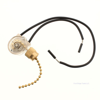 Necon E81372 Black Single Pole Gold Pull String Switch Control 1/6A 125V 3A 250V